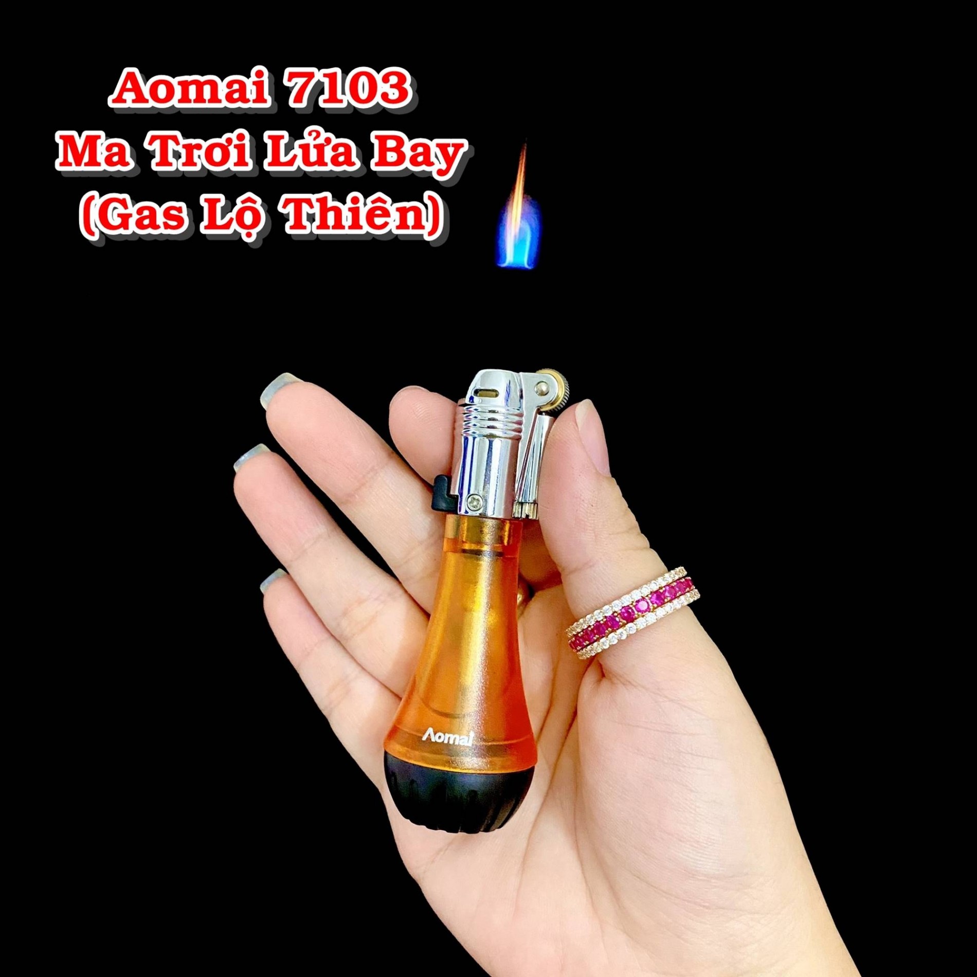 Hột quẹt bật lửa Aomai 7103 ma trơi lửa bay gas lộ thiên - xài gas