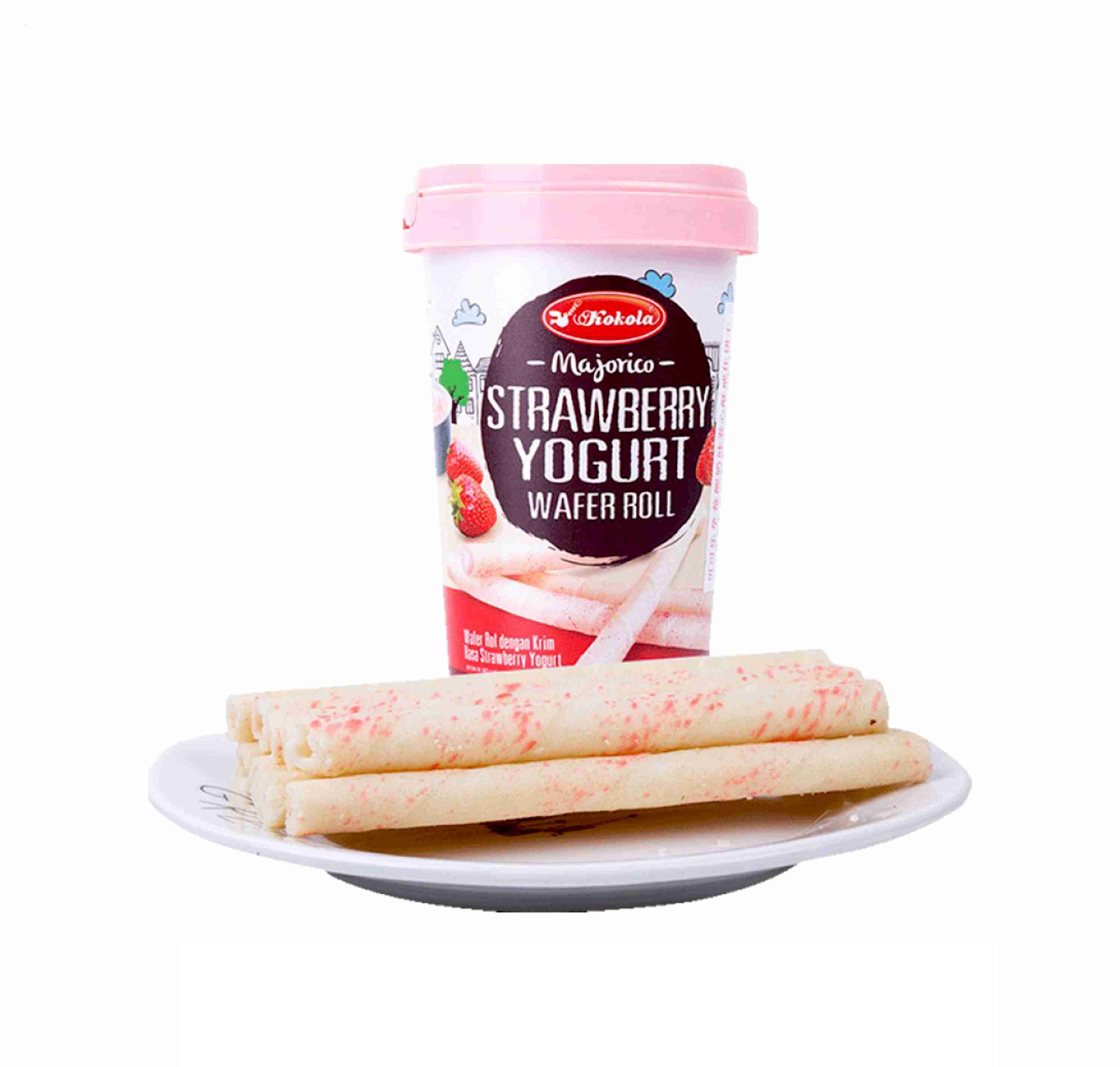 2 lọ Bánh quế ống Kokola Majorico Stawberry Wafer Roll