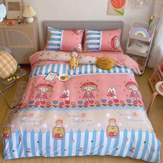 Set Cotton Living Hàng Nhập Khẩu Cao Cấp 4 Món Cô Bé Mùa Hè