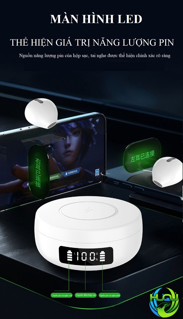 Tai Nghe Nhét Tai Đa Năng HuQu HQ-ProX6 Kiêm Sạc Không Dây Cho Điện Thoại Di Động -Hàng Chính Hãng