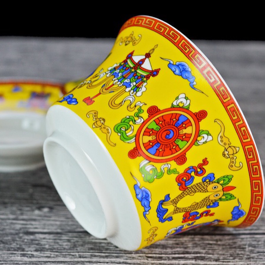CHÉN KHẢI - CHÉN TRÀ 8 BIỂU TƯỢNG PHẬT GIÁO TÂY TẠNG BÁT CÁT TƯỜNG 200ml