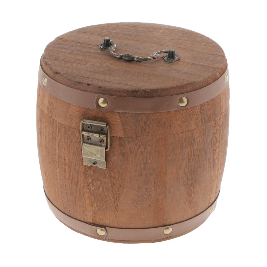 Vintage Big Wooden Tea Caddy Airtight Sealed Canister Food Storage Jar_S