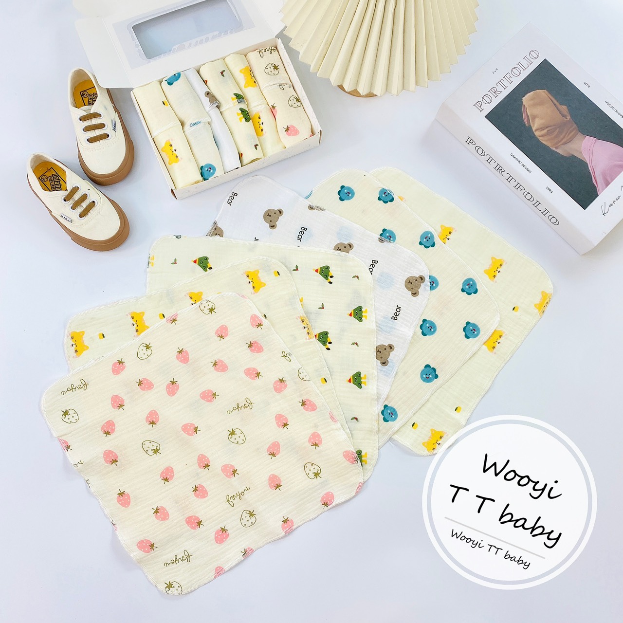 Khăn sữa Muslin 2 lớp sợi tre cao cấp hộp 6 cái 30x30cm