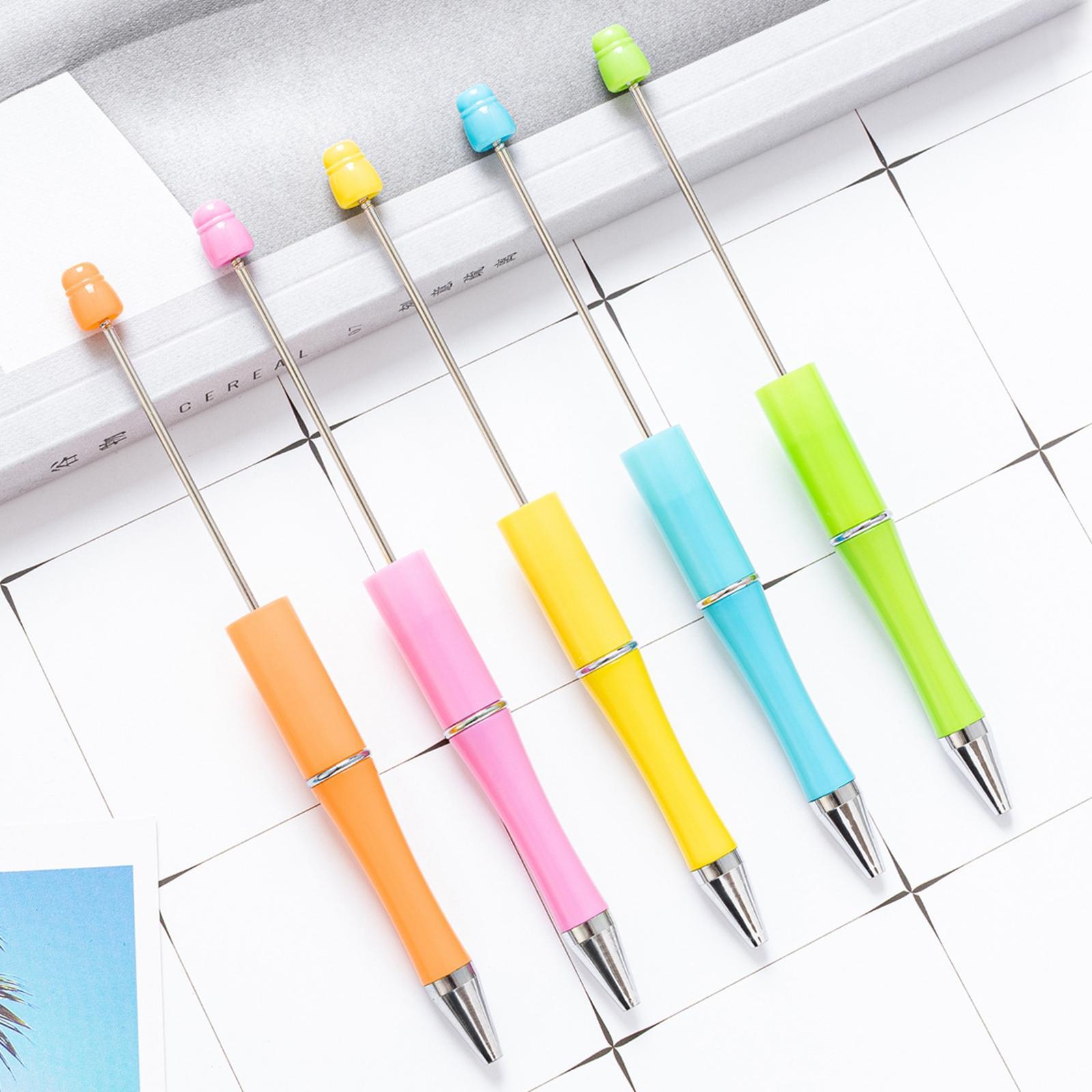 10 Pieces DIY Black Ink Pens Beaded Pens Ballpoint Pen Bead Pen for Birthday