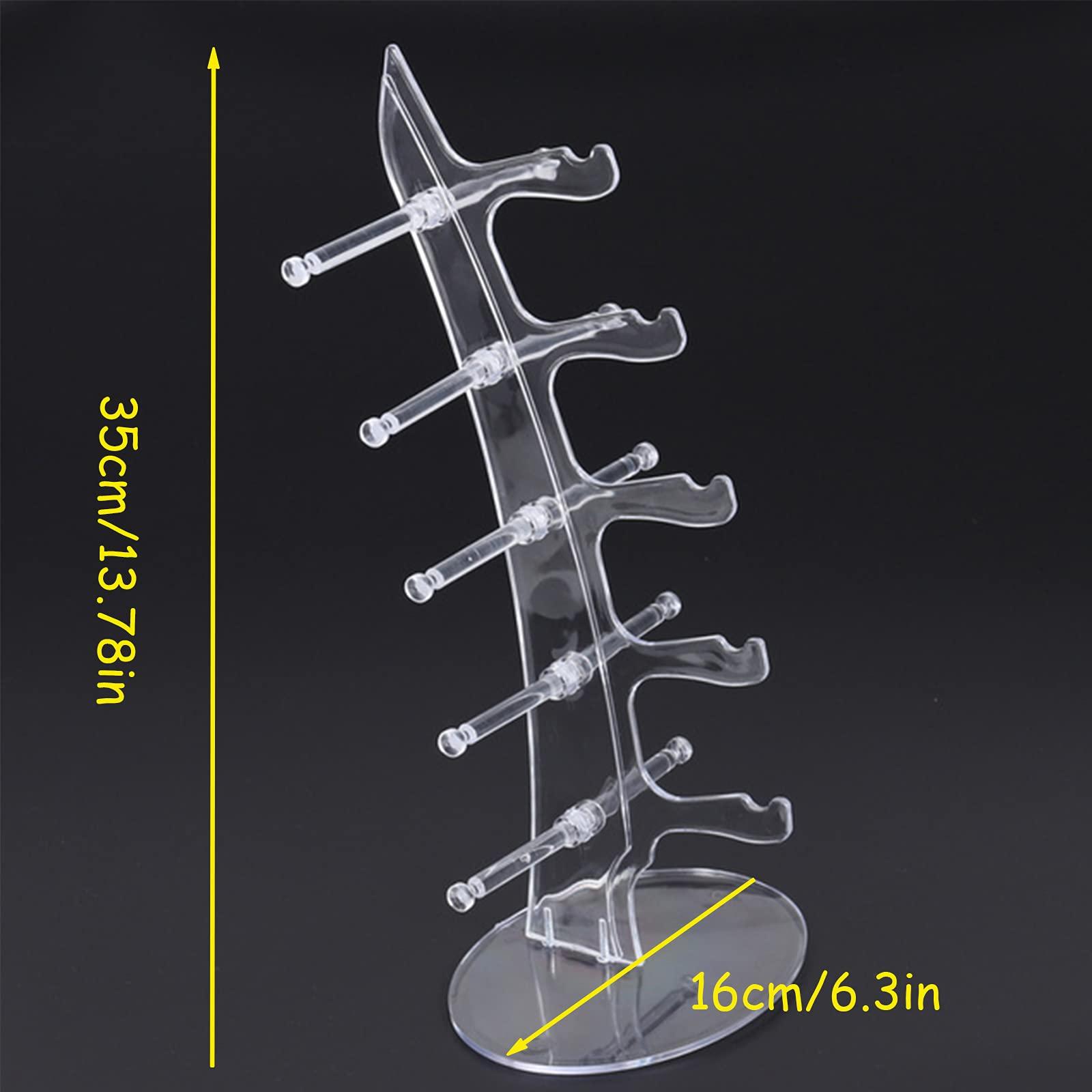 Kính giữ thủy tinh đứng cho 5 ly Kính kính Triển lãm Đứng kính râm Kính giá treo một số kính trong suốt 35 x 16 x 12,5 cm giữ kính để lưu trữ và trình bày