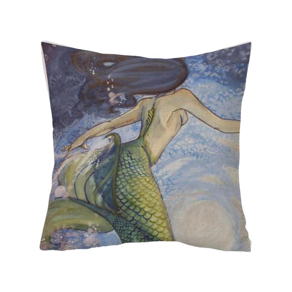 Mua Mermaid Cotton Linen Cushion Cover Pillow Case Home Decor - 1 ...