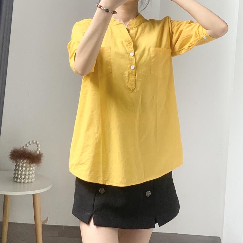 Áo sơ mi nữ cổ tàu tay lỡ form rộng hàng đẹp nhiều màu trẻ trung phong cách