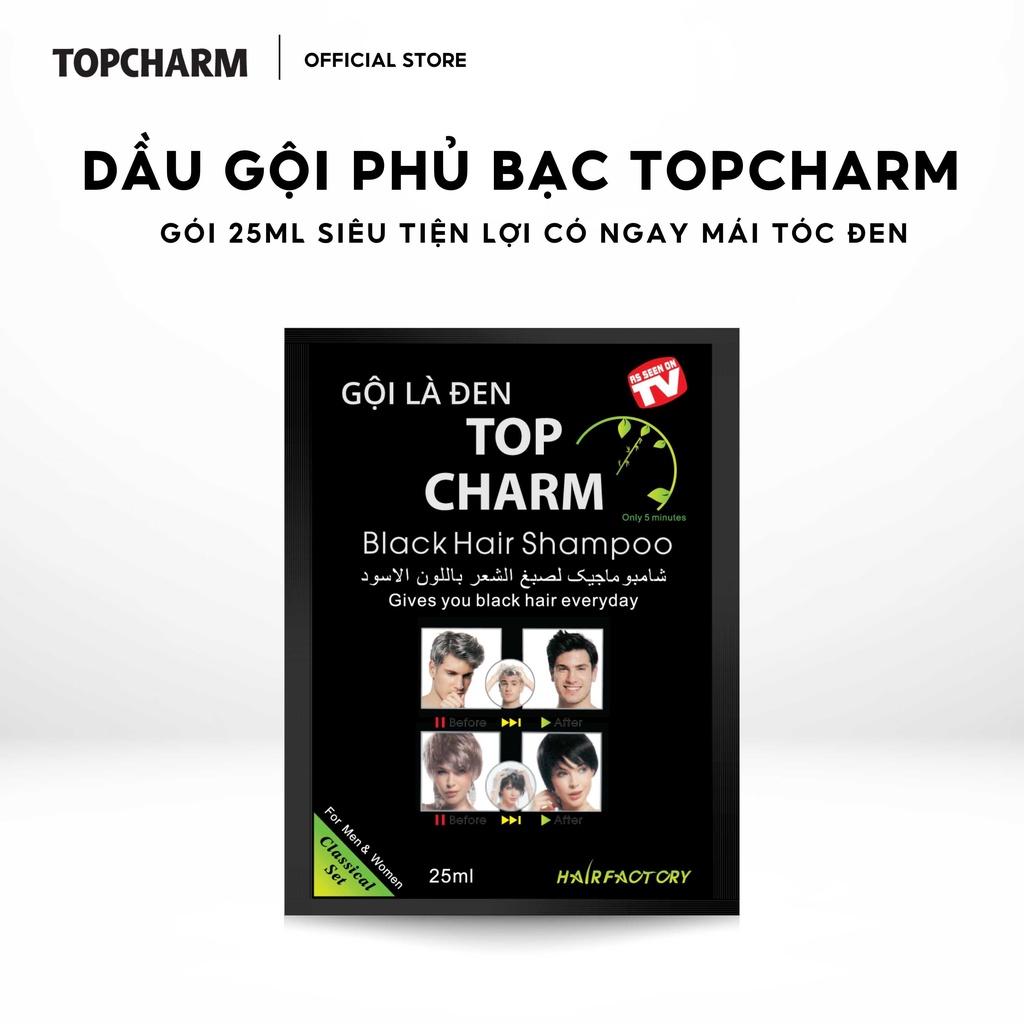 Dầu Gội Nhân Sâm Phủ Bạc Tóc Tại Nhà TOPCHARM - Phủ Bạc Đen Tóc, Gội Là Đen gói 25ml