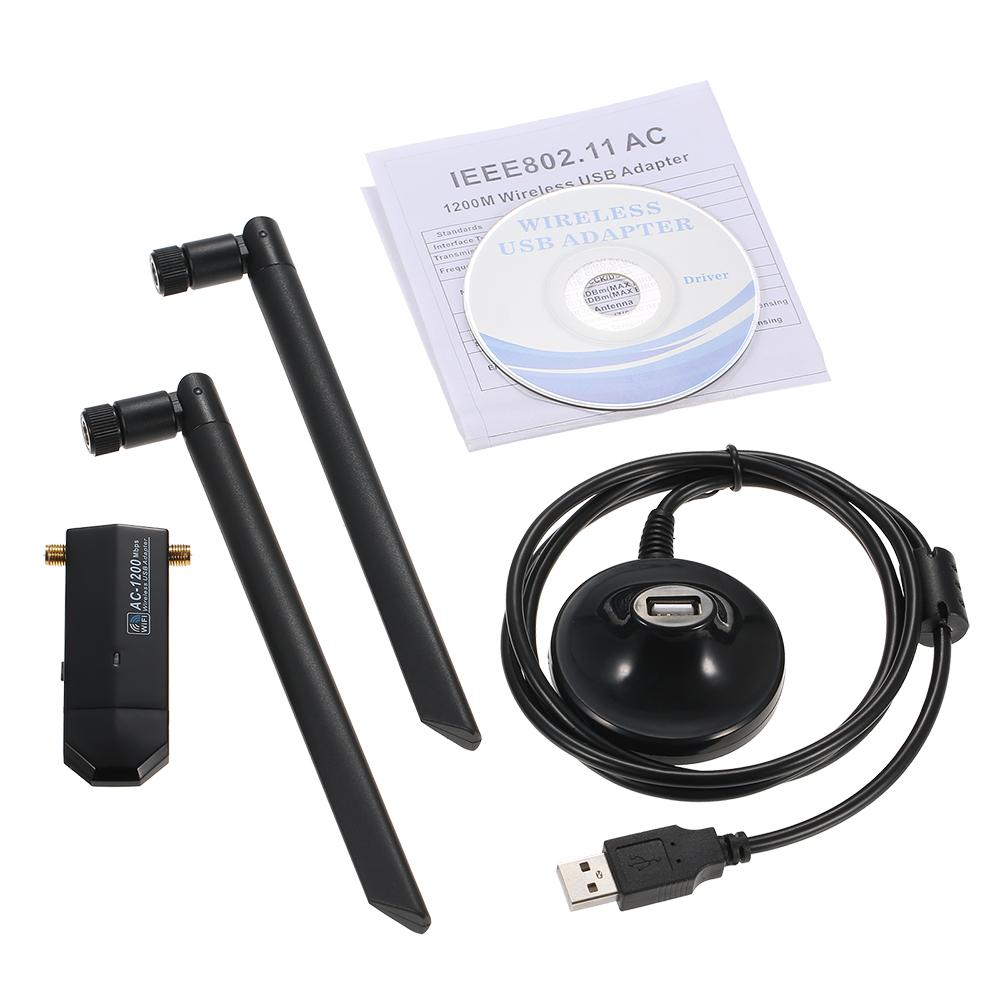 Bộ điều hợp Wifi 1200Mbps USB3.0 Bộ điều hợp không dây USB Băng tần Daul 802.11ac Ăng-ten 5dBi kép cho máy tính để bàn