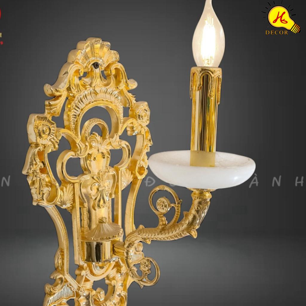 Đèn tường nến đồng HQ - mã TND081 - ánh sáng vàng tự nhiên, trang trí tinh tế, tiết kiệm điện năng tối ưu HQ DECOR (HÀNG NHẬP KHẨU)
