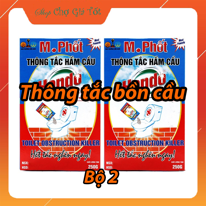 Combo 2 gói Bột thông tắc bồn cầu bể phốt xuất khẩu Hando 250Gr