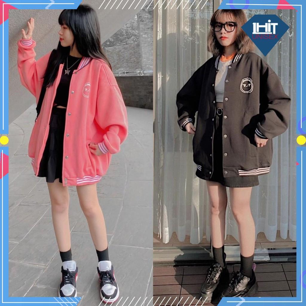 Áo khoác form rộng tay dài BOMBER FACE ulzzang 1hit_unisex (ẢNH THẬT