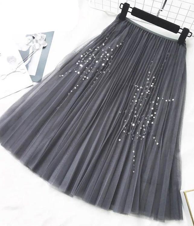 Chân váy maxi xếp ly ren sao cao cấp BERI