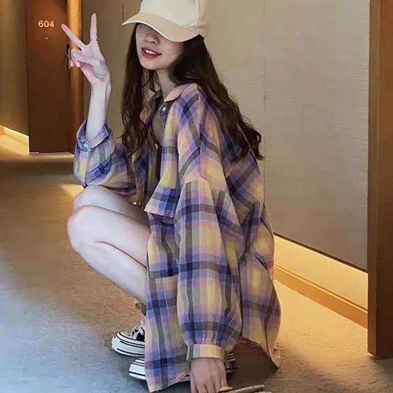 Áo khoác sơ mi kẻ sọc ca rô có túi