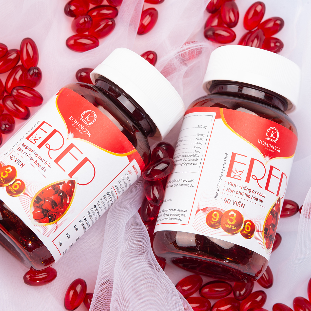 Vitamin E đỏ Ered - Làm đẹp da/Ngăn lão hoá da/Mờ thâm nám