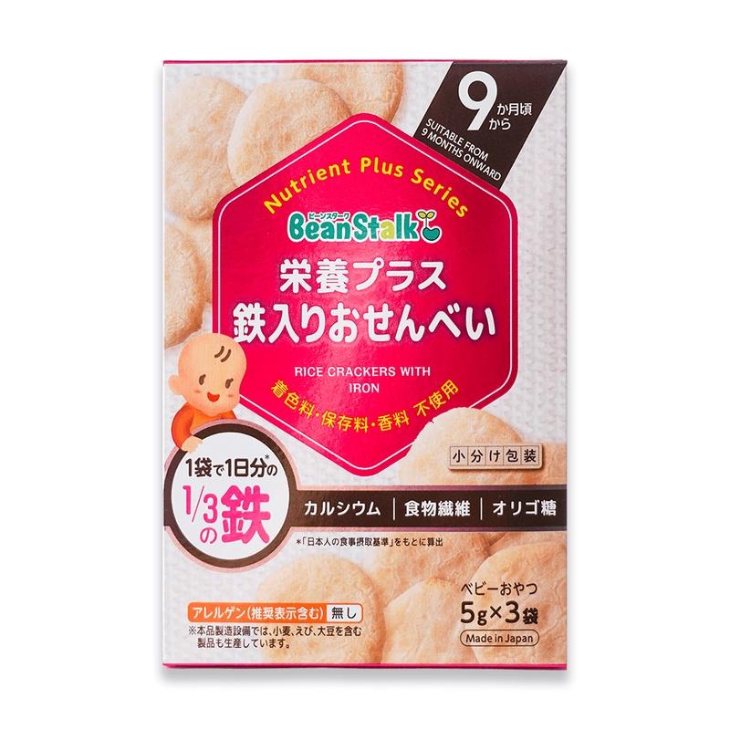 Bánh Gạo Ăn Dặm Bổ Sung Sắt Beanstalk Cho Trẻ Từ 9 Tháng Tuổi (Hộp 3 gói x 5 g)