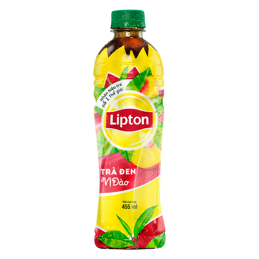 6 chai trà đen Lipton vị đào 455ml