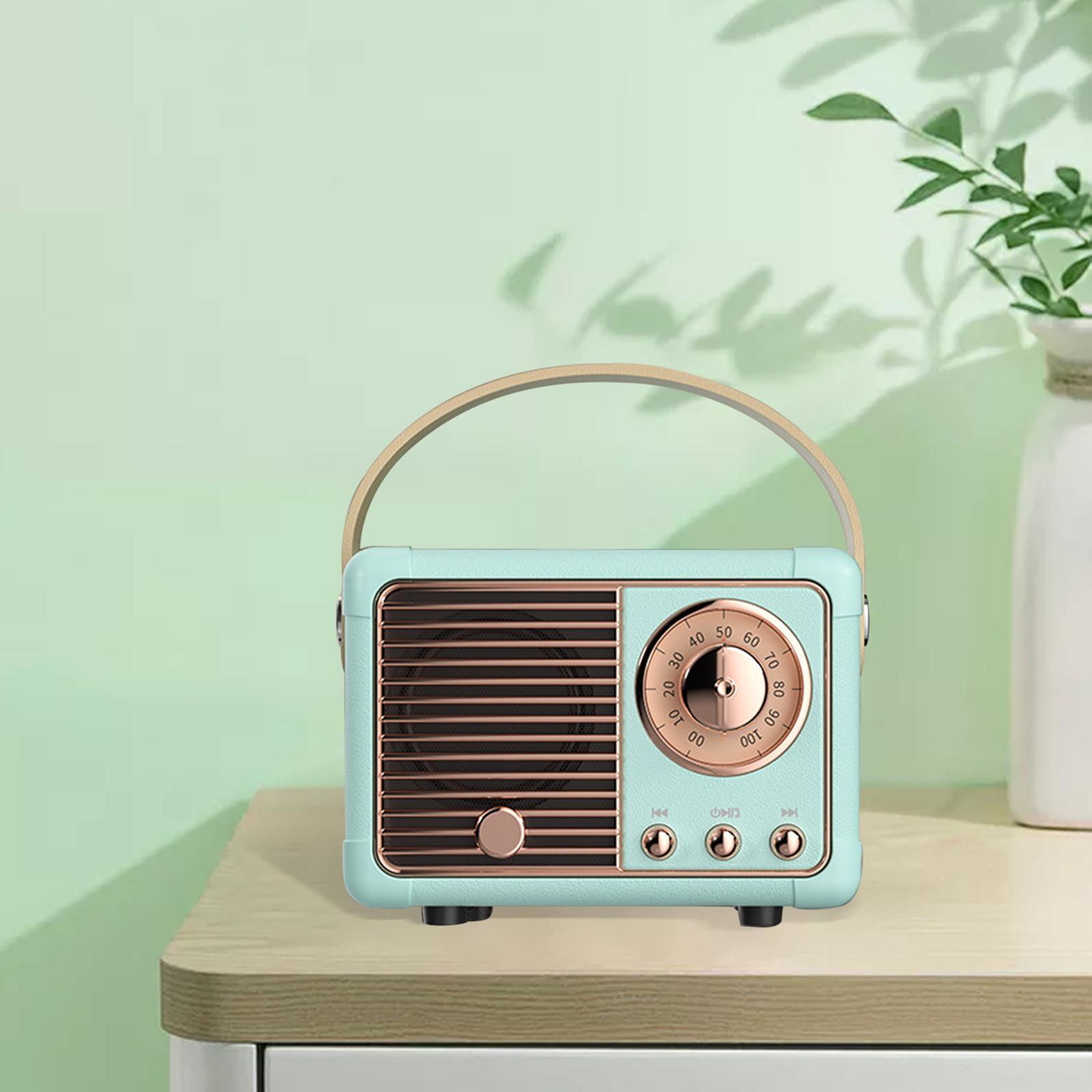 2- Retro Bluetooth Speaker Old Fashion Portable for Office Outdoor  blue