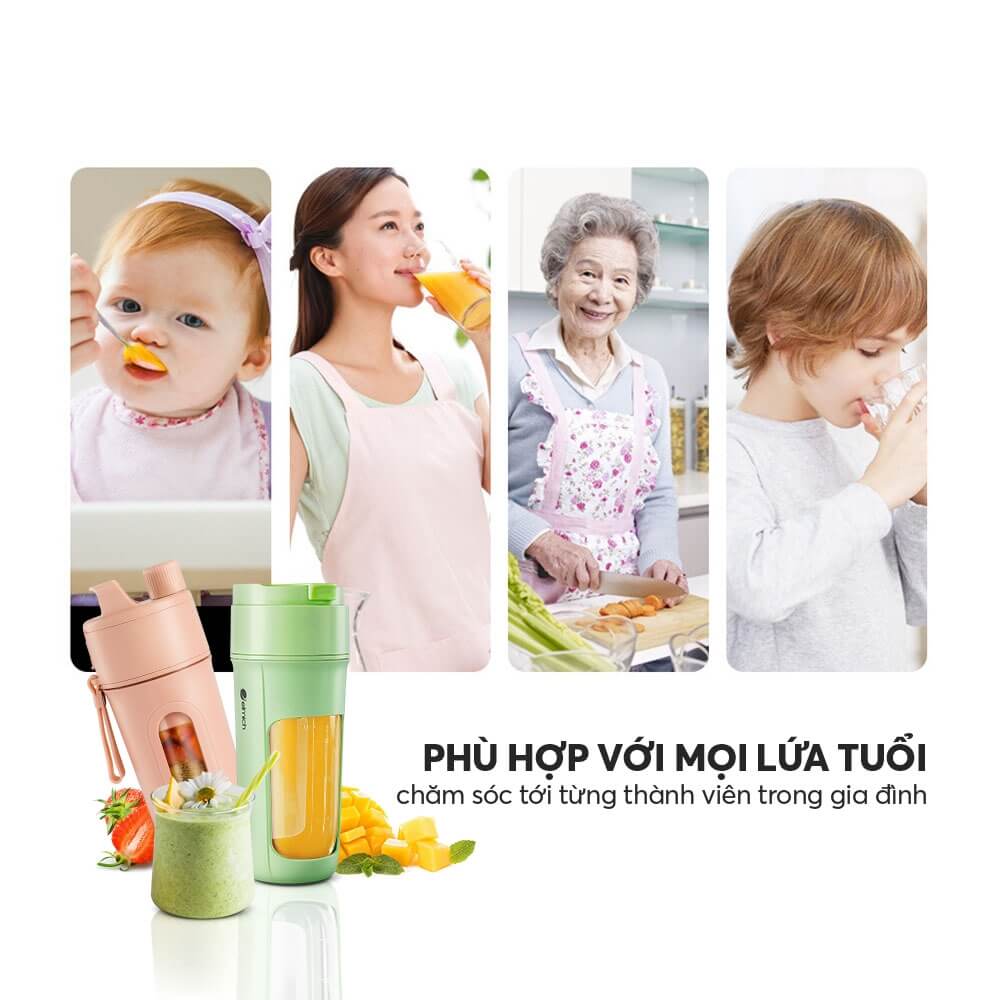 Máy xay sinh tố mini không dây Elmich BLE-3889 BLE-3890 340ml, Hàng chính hãng, chống thấm - JoyMall