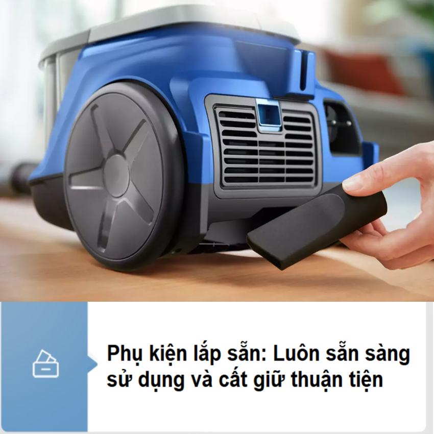 Máy hút bụi không túi Serial 2000, Thương hiệu Hà Lan cao cấp Philips XB2022/81, Bộ lọc Super Clean Air, Động cơ bền bỉ 1500W - Hàng Nhập Khẩu