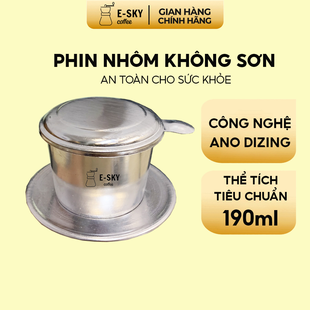 Phin Pha Cafe Nhôm Nguyên Chất Không Sơn E-SKY Coffee Size Nhỏ - 7cm - KL