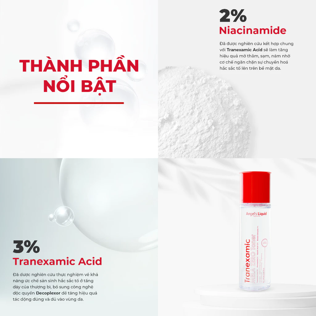 Toner Acid Giảm Thâm Nám Chuyên Biệt Angel's Liquid Tranexamic Mela Zero Toner 150ml