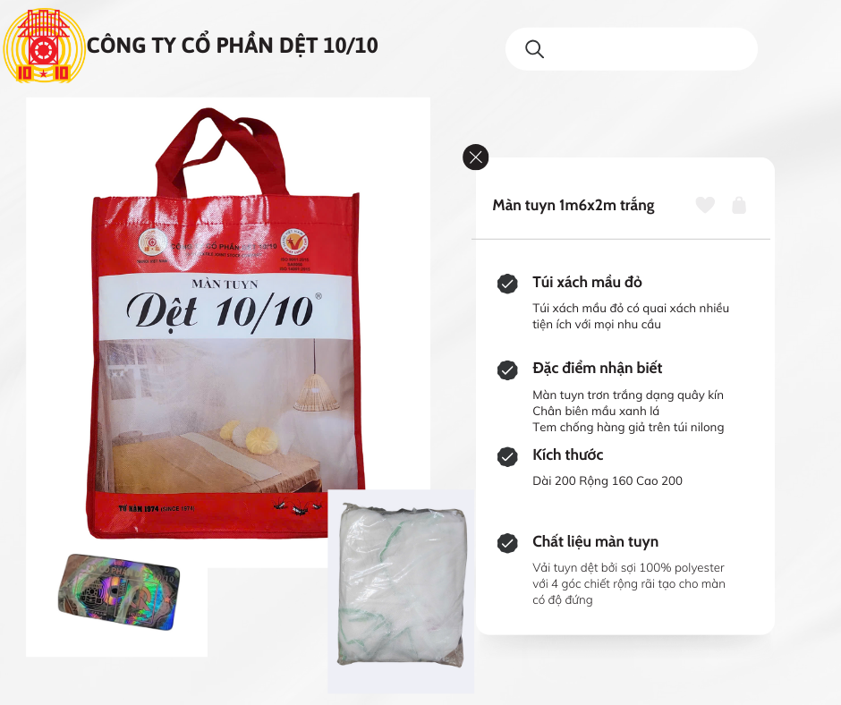 Màn tuyn 1m6x2m trơn trắng