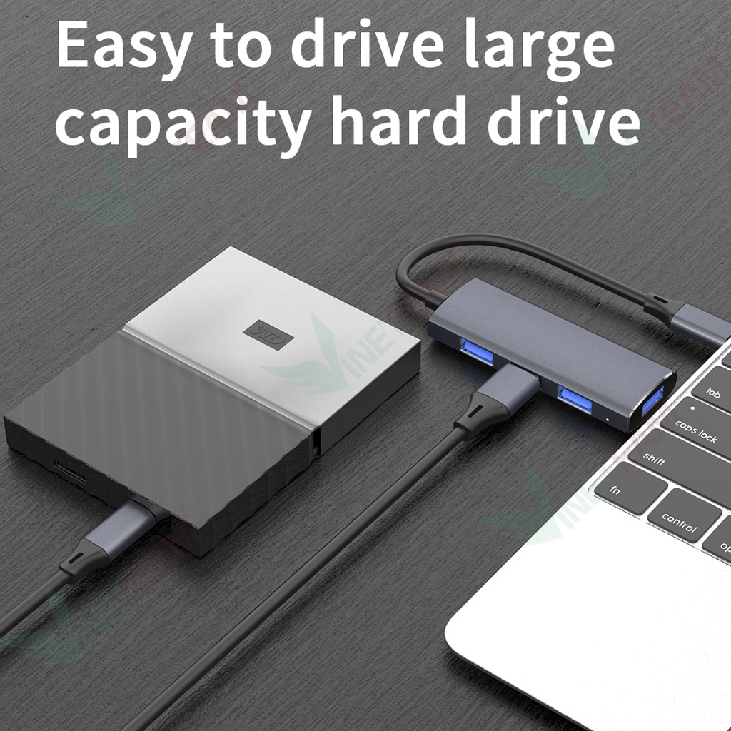 Cáp chuyển đổi usb type c sang hub usb 3.0 4 cổng - HUB USB Type c to 4 Port USB - Hàng Chính Hãng