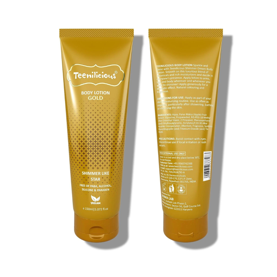 Sữa Dưỡng Thể Lấp Lánh Teenilicious Body Lotion Gold Ánh Nhũ Lấp Lánh, Dưỡng Ẩm Sáng Mịn Da 150ml