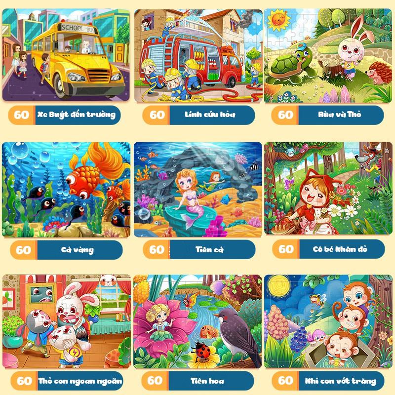Đồ chơi tranh ghép hình 60 miếng gỗ puzzle - Bộ ghép hình - Tranh xếp hình