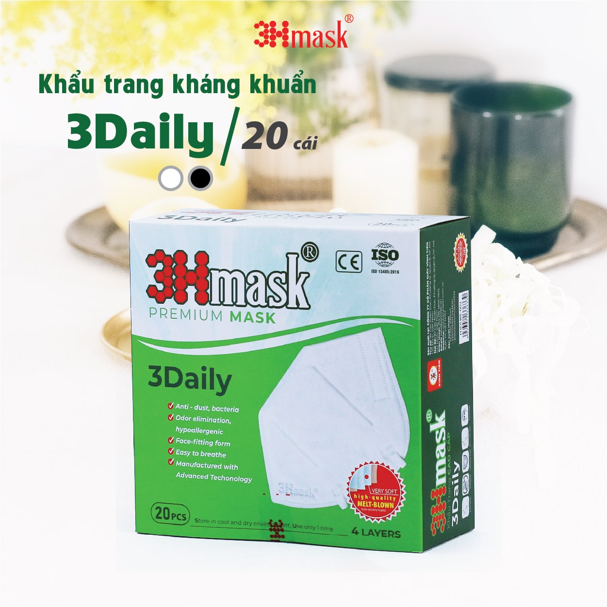 Khẩu Trang 3Hmask 3Daily Quai Tròn (20 cái)