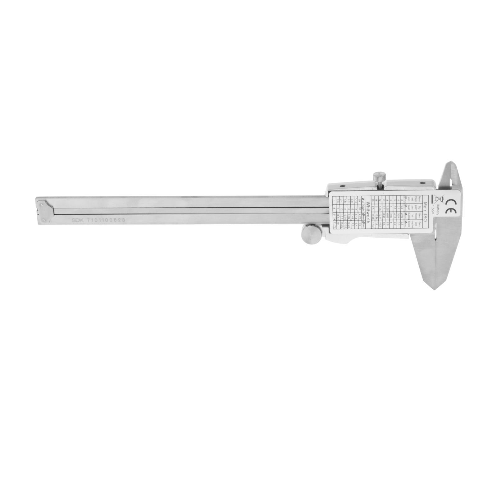 Electronic Digital Vernier Caliper, with Large LCD Screen and 150mm 0-6" Inch/Metric Conversion, Stainless Steel, Water Resistant