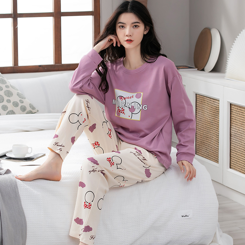 Đồ mặc nhà nữ thu đông cotton mịn đẹp 5119