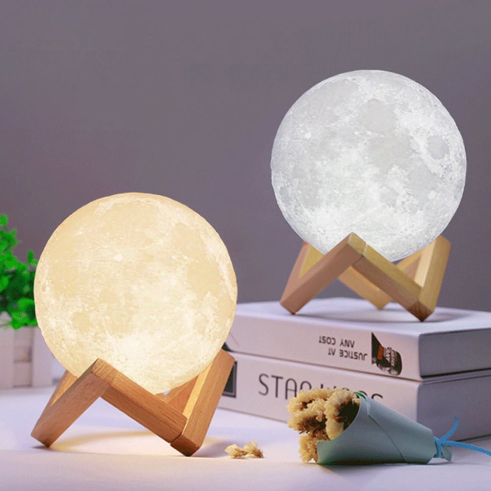 Đèn ngủ mặt trăng Moonlight 3D cảm ứng thông minh size 12cm, đèn ngủ thông minh để bàn trang trí độc đáo