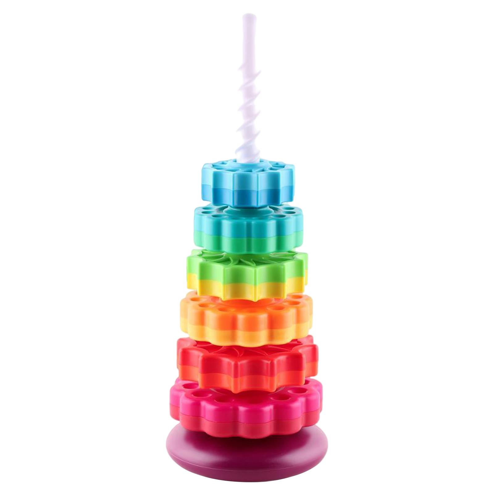 Plastic Rainbow Stacking Toy Shape Color Recognition Building Blocks