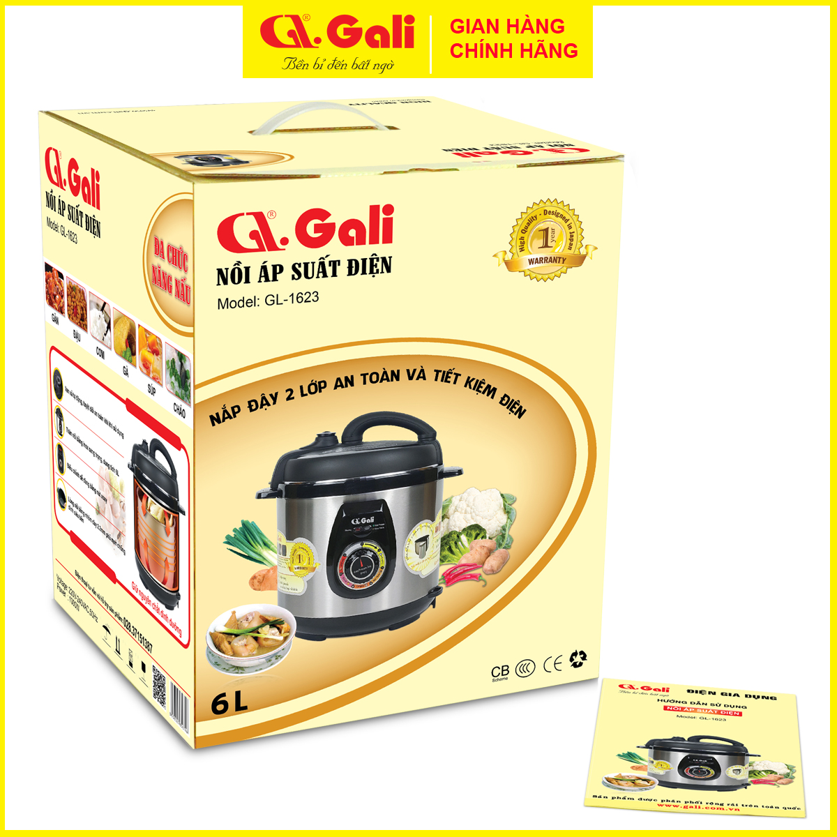 Nồi áp suất Gali GL-1626, dung tích 17lít, sử dụng hoàn hảo cho các nhà hàng, quán ăn, trường học, hàng chính hãng 100%, bảo hành 24 tháng