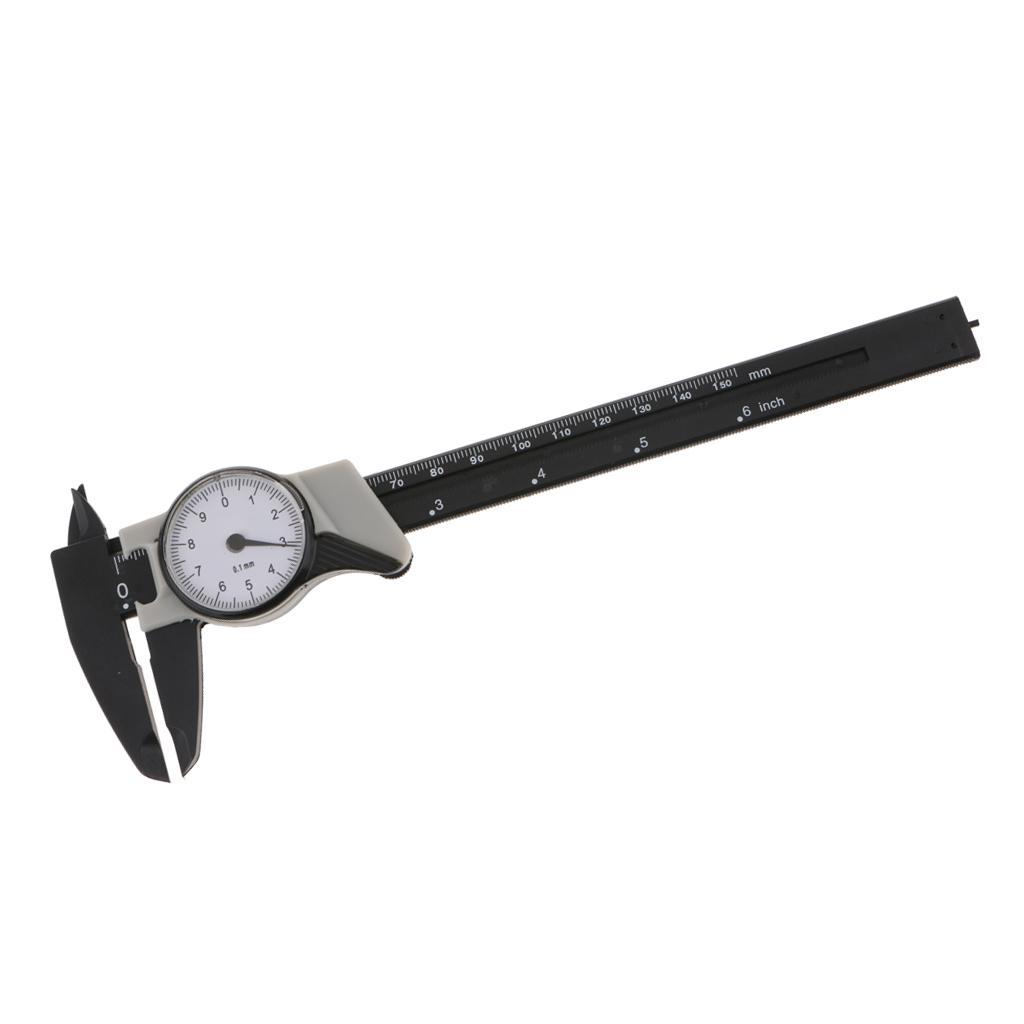 150mm 6inch Plastic Vernier Dial Caliper 0.01mm Resolution Measuring Dial Gauge