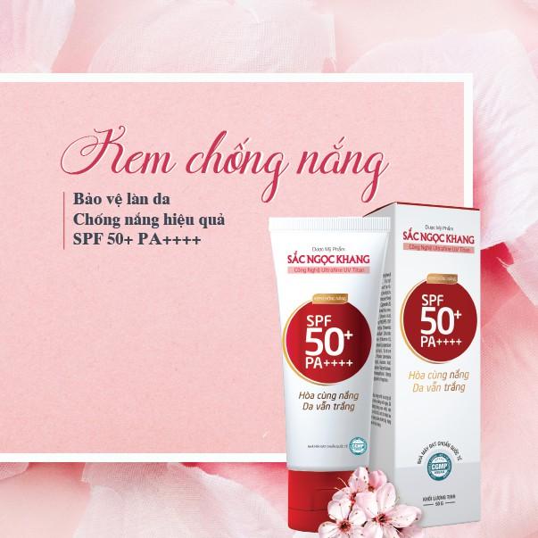 Combo dưỡng da ngày và đêm với Kem chống nắng Sắc Ngọc Khang 50g và kem dưỡng da ban đêm Sắc Ngọc Khang 10g