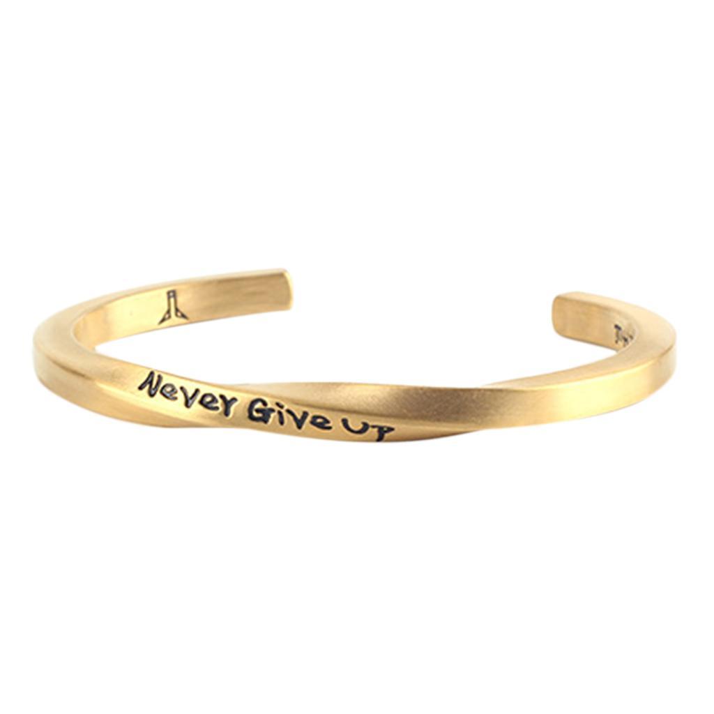 Never Give Up Twist Open Bangle Women Men Couple Jewelry