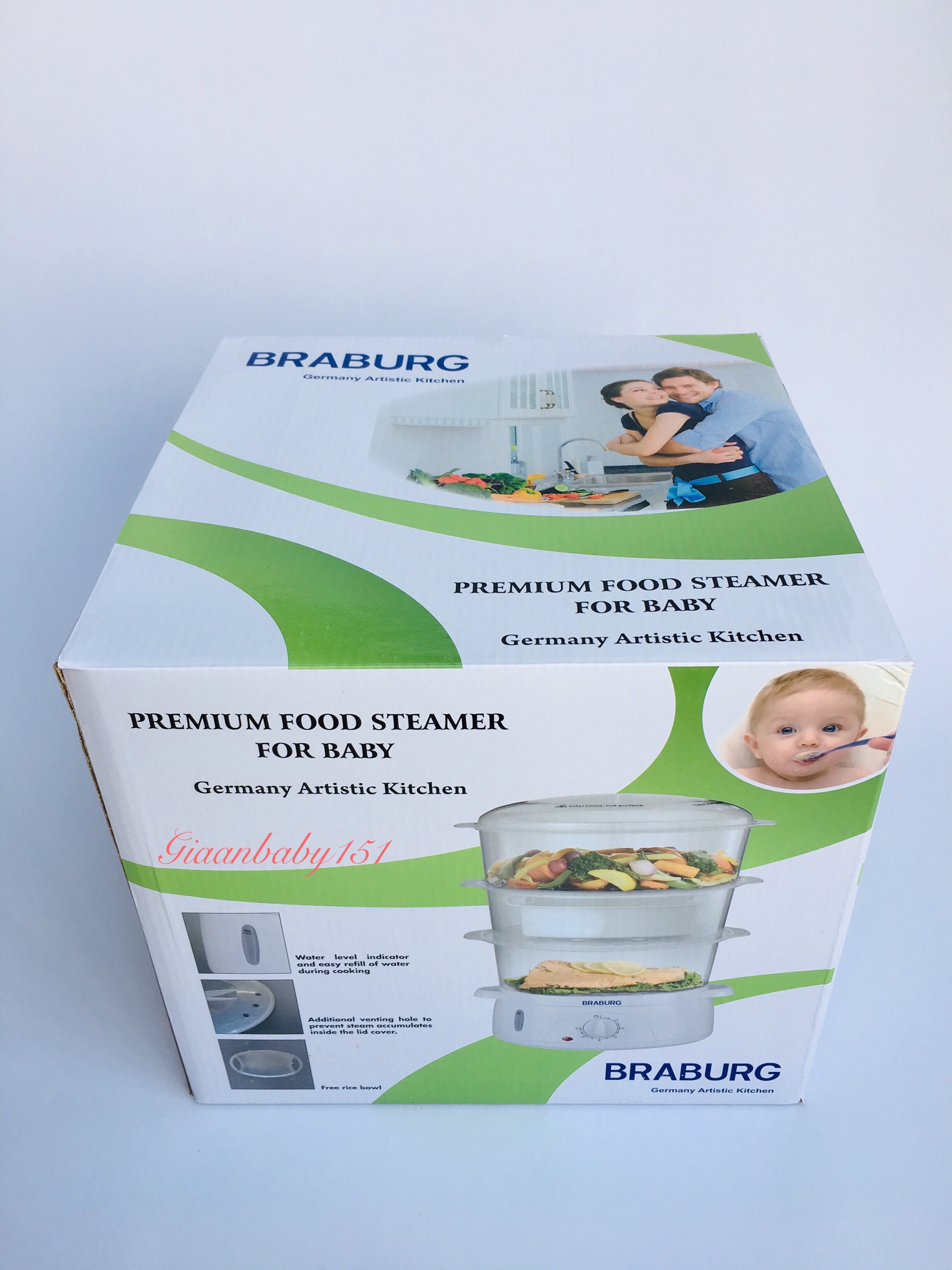 Nồi Hấp Điện Đa Năng 3 Tầng Braburg- Hàng Chính Hãng