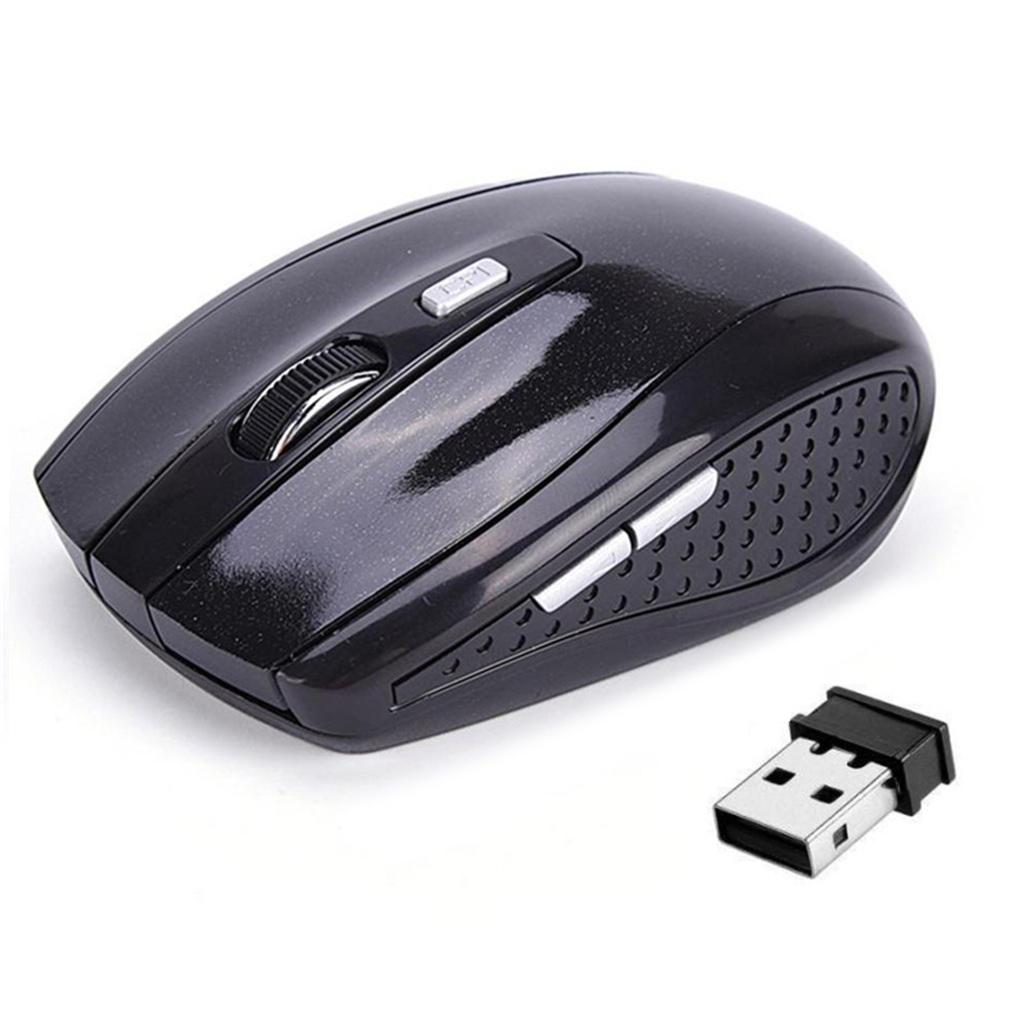 2.4GHz Wireless Optical Mouse USB 2.0 Receiver 6Button 1800dpi For PC Black