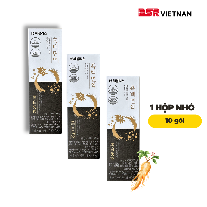 Sâm uống cao cấp giúp tăng cường sức khỏe, cải thiện trí nhớ Heblis Black & White Immune Hàn Quốc