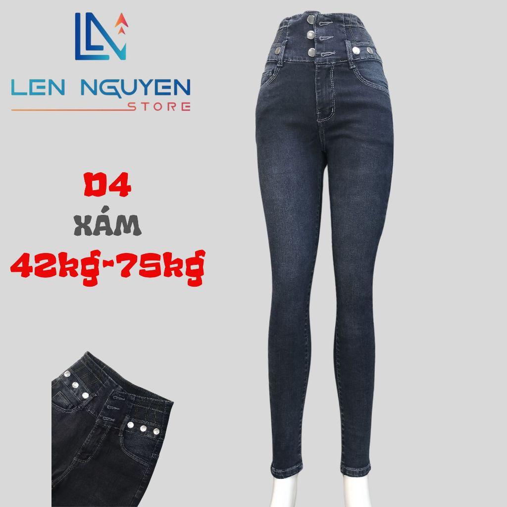 D4_Quần jean nữ, dài, lưng cao, quần bò nữ dáng ôm, quần rin nữ có big size, cho 42kg đến 75kg,LEN NGUYEN STORE - Xám