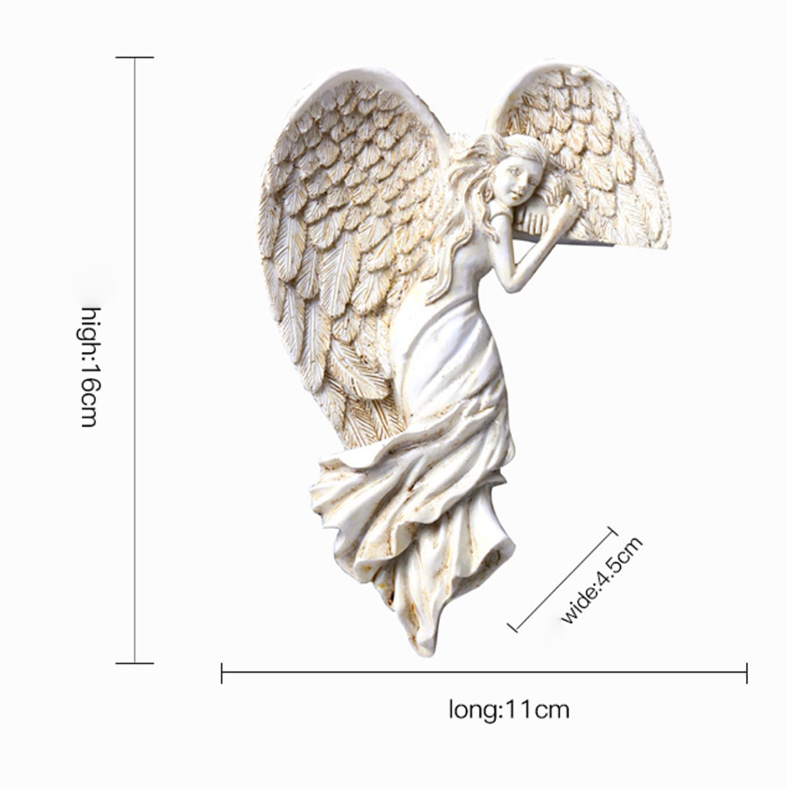 Angel Wings Wall Decoration, Antique Hanging Resin Angel Wings, Wall Art Décor Sculpture for Home Bedroom Living Room Garden Fairy