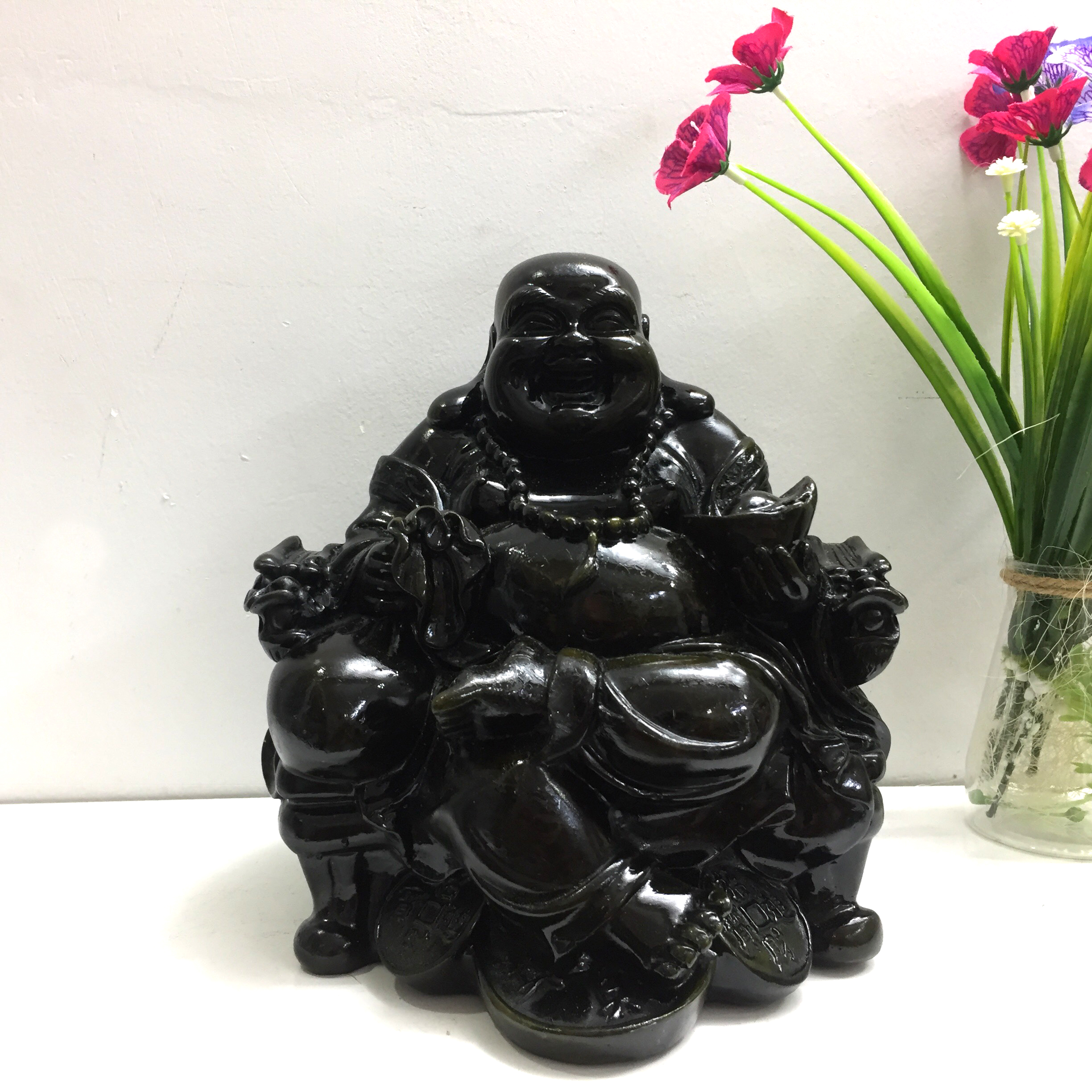 Tượng đá con gà trống trang trí phong thủy để bàn làm việc - Cao 12cm - Màu nhũ đồng