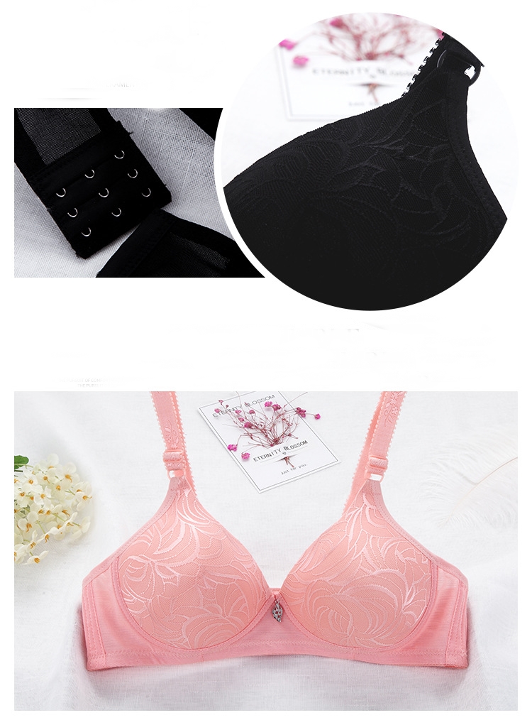 Áo lót trơn không gọng mút đệm vừa cotton thêu vân gân lá