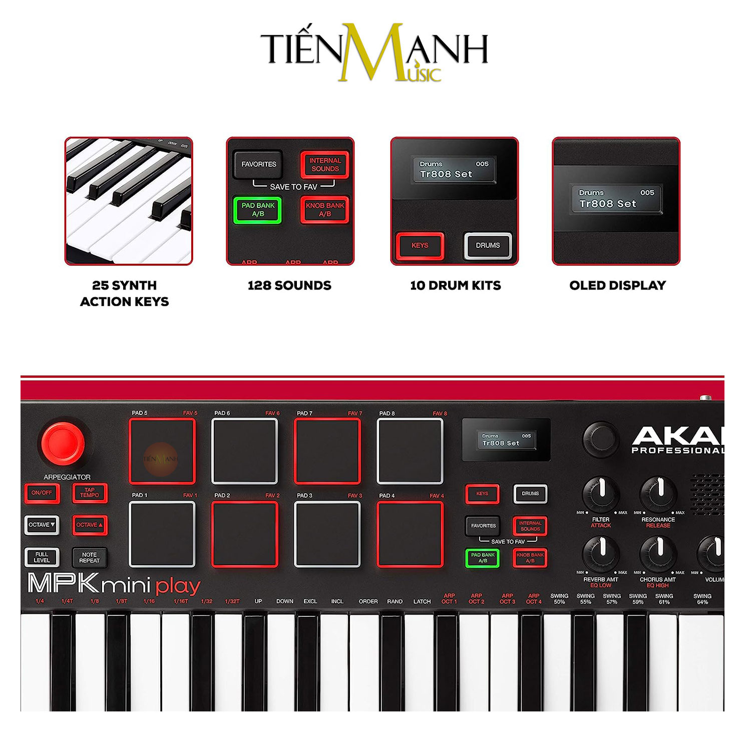 [Có Loa] Akai MPK Mini Play 25 Phím - Midi Compact Keyboard Controller Bàn Phím Sáng Tác Sản Xuất Âm Nhạc Producer Hàng Chính Hãng - Kèm Móng Gẩy DreamMaker