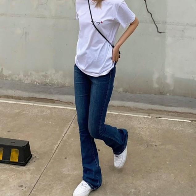 Quần Jean Nữ Ống Loe Xanh Đen Quần Bò Ống Loe