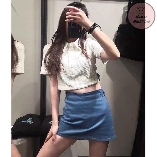 Áo Polo Trơn Croptop Basic Chất Liệu Tổ Ong Độc Đáo Kiểu Dáng Freesize Thời Trang Nữ