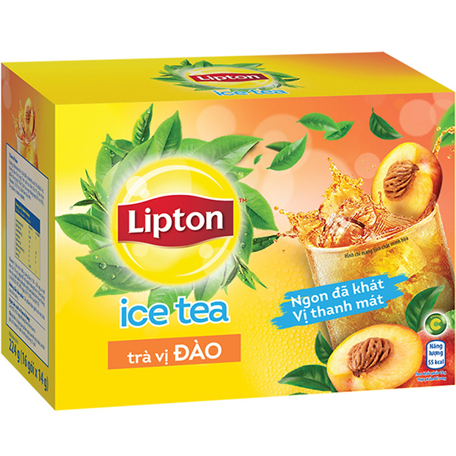Hộp 16 Gói Trà Hòa Tan Lipton Ice Tea Đào 14g/gói